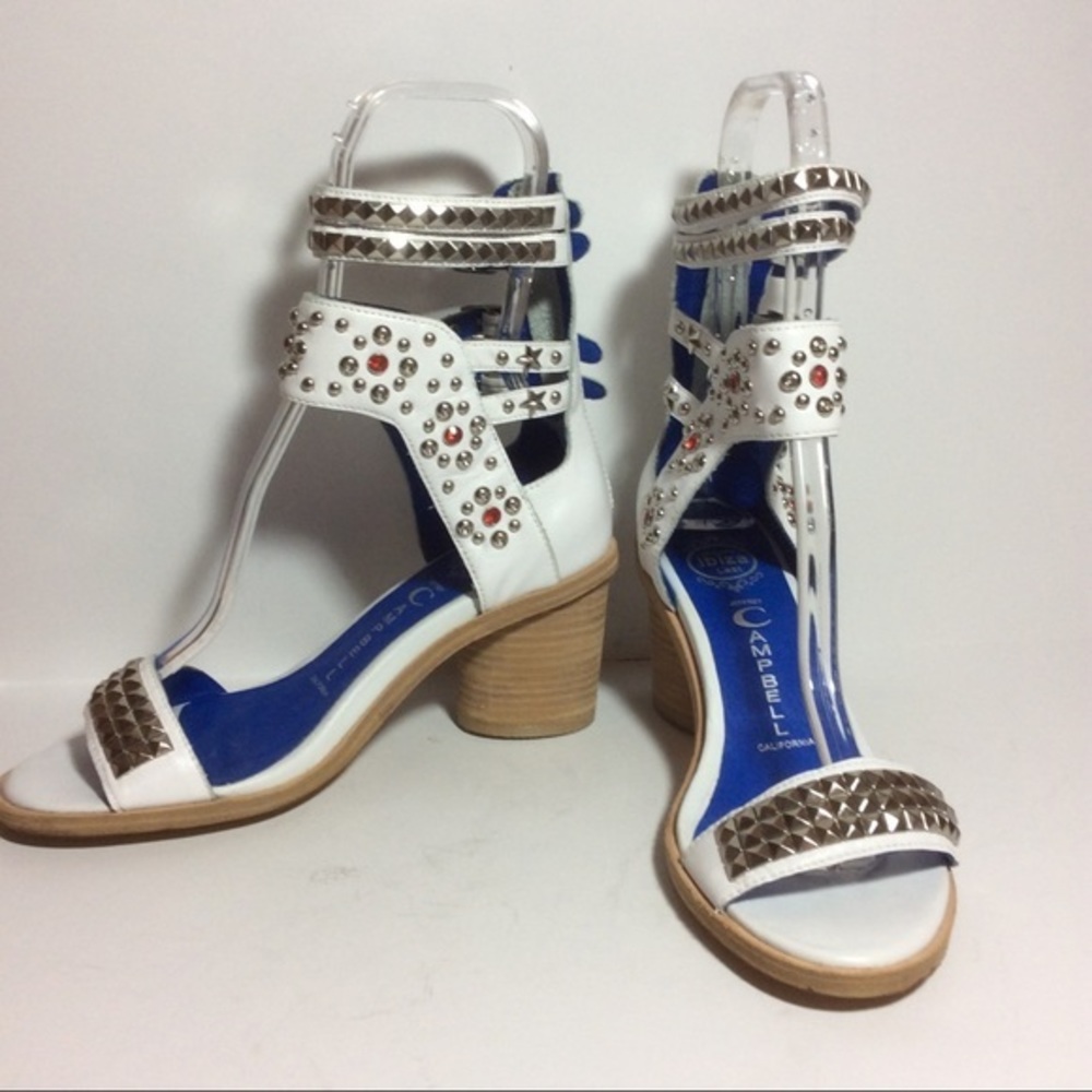 Jeffrey Campbell Pow Wow Studded Heel White Sz 8.5